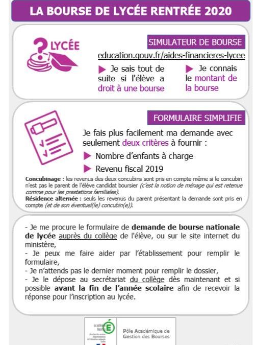 Bourses lycée 2020